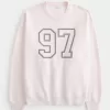 Oversized Number Graphic Crew Sweatshirt,Oversized Number Graphic Crew Sweatshirt