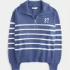 Oversized Number Graphic Half-Zip Sweater,Oversized Number Graphic Half-Zip Sweater