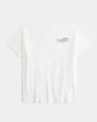 Oversized Off-the-Shoulder Club de Raquette Graphic Tee,Oversized Off-the-Shoulder Club de Raquette Graphic Tee