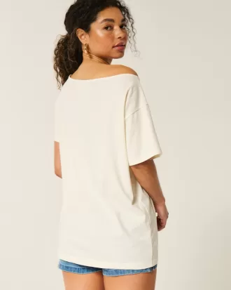 Oversized Off-the-Shoulder Kauai Graphic Tee,Oversized Off-the-Shoulder Kauai Graphic Tee