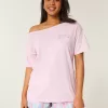 Oversized Off-the-Shoulder Miami Beach Graphic Tee,Oversized Off-the-Shoulder Miami Beach Graphic Tee