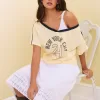 Oversized Off-the-Shoulder New York City Graphic Jersey,Oversized Off-the-Shoulder New York City Graphic Jersey