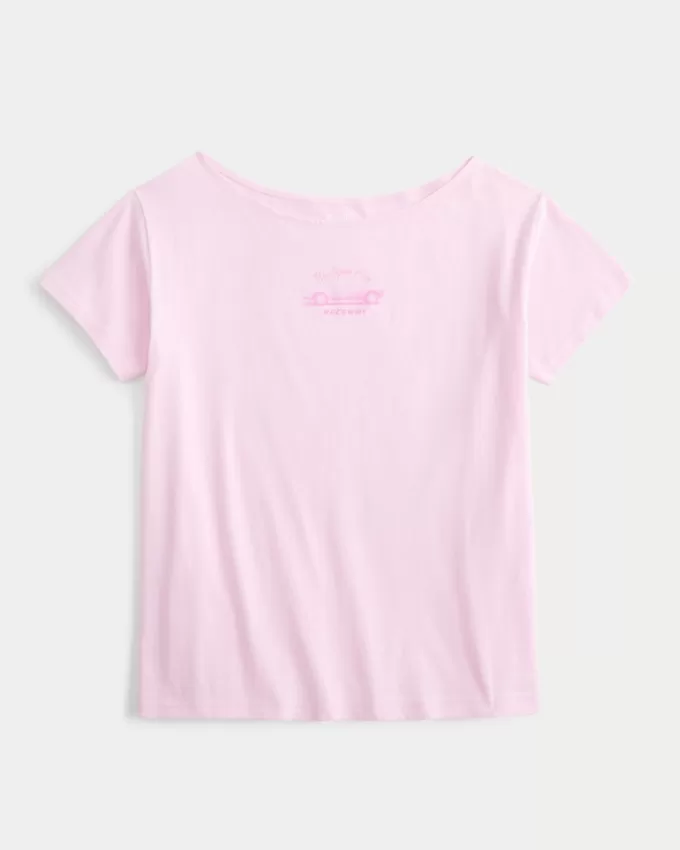 Oversized Off-the-Shoulder New York Raceway Graphic Tee,Oversized Off-the-Shoulder New York Raceway Graphic Tee