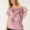 Oversized Off-the-Shoulder Reneé Rapp Graphic Tee,Oversized Off-the-Shoulder Reneé Rapp Graphic Tee