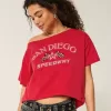 Oversized Off-the-Shoulder San Diego Speedway Graphic Tee,Oversized Off-the-Shoulder San Diego Speedway Graphic Tee