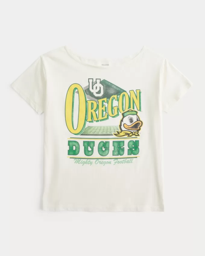 Oversized Off-the-Shoulder University of Oregon Graphic Tee,Oversized Off-the-Shoulder University of Oregon Graphic Tee
