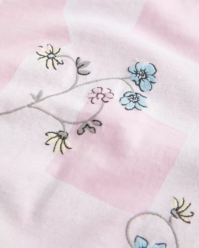 Oversized Off-the-Shoulder Varsity Floral Graphic Tee,Oversized Off-the-Shoulder Varsity Floral Graphic Tee