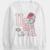 Oversized UGA Dawgs Graphic Notch-Neck Sweatshirt,Oversized UGA Dawgs Graphic Notch-Neck Sweatshirt