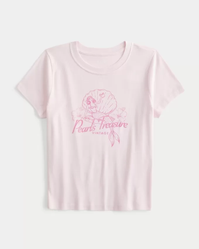 Pearls Treasure Graphic Baby Tee,Pearls Treasure Graphic Baby Tee
