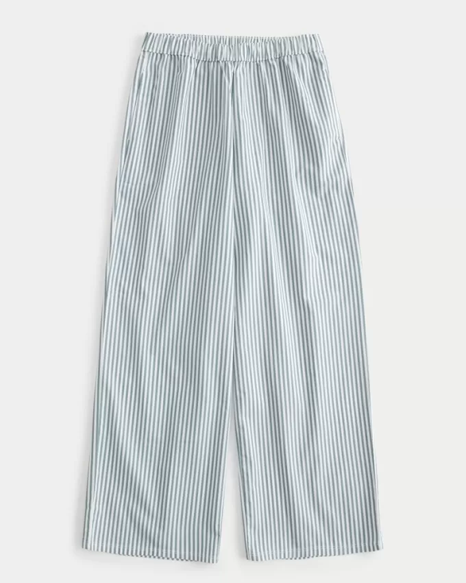Poplin Wide-Leg Sleep Pants,Poplin Wide-Leg Sleep Pants