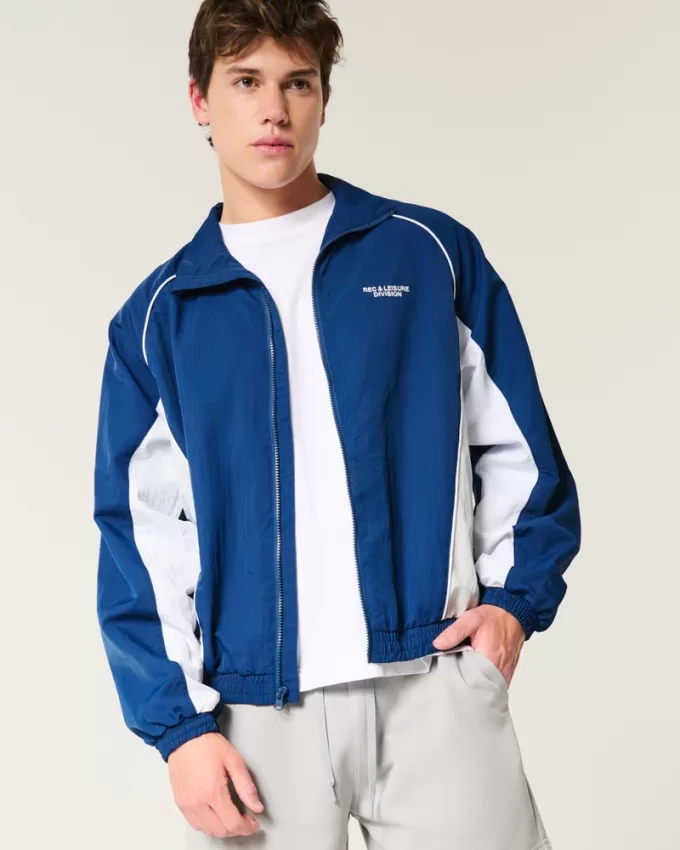 Rec & Leisure Division Graphic Windbreaker Jacket,Rec & Leisure Division Graphic Windbreaker Jacket