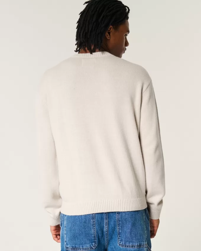 Relaxed American Flag Graphic Crew Sweater,Relaxed American Flag Graphic Crew Sweater