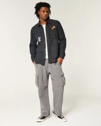 Relaxed Flannel Tom and Jerry Graphic Shirt,Relaxed Flannel Tom and Jerry Graphic Shirt