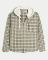Relaxed Hooded Flannel Shirt,Relaxed Hooded Flannel Shirt