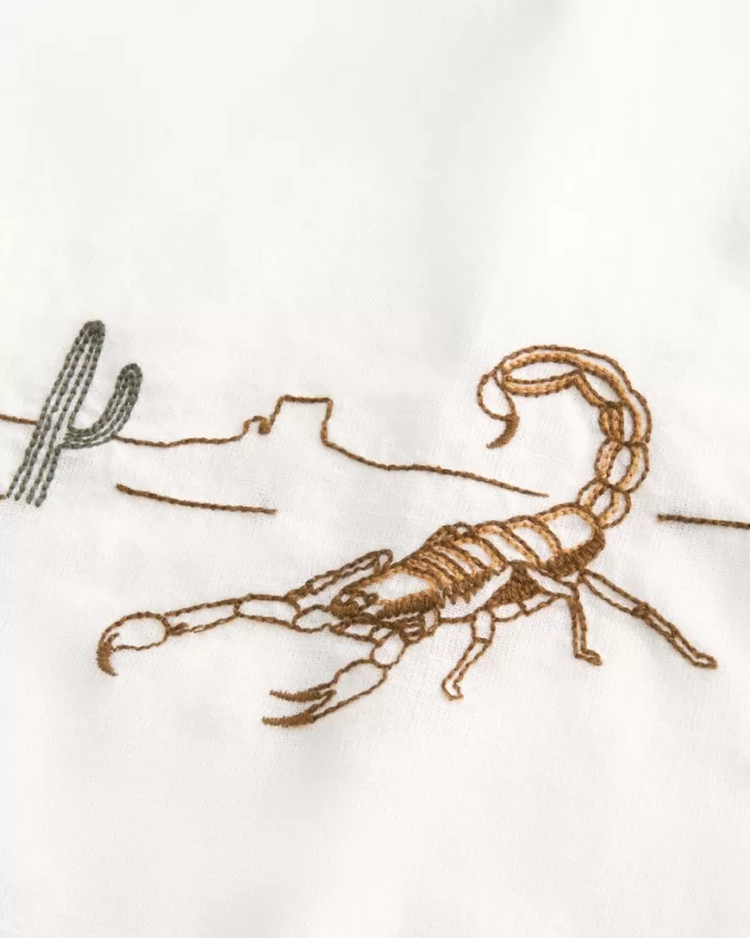 Relaxed Short-Sleeve Embroidered Western Graphic Shirt,Relaxed Short-Sleeve Embroidered Western Graphic Shirt