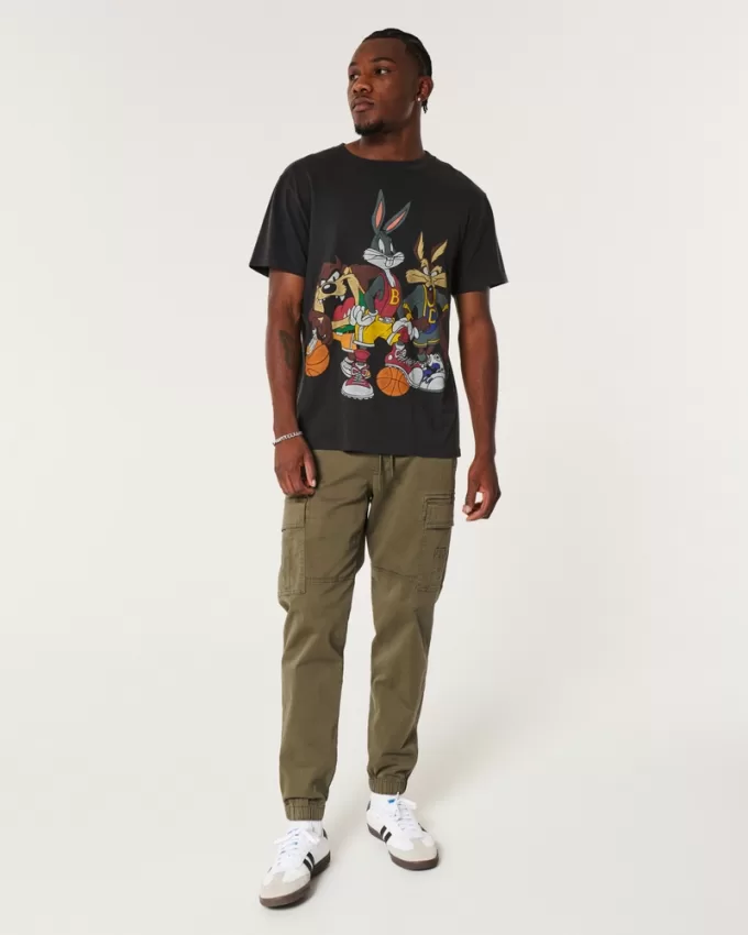 Relaxed Twill Cargo Joggers,Relaxed Twill Cargo Joggers