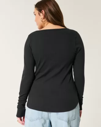 Ribbed Henley,Ribbed Henley