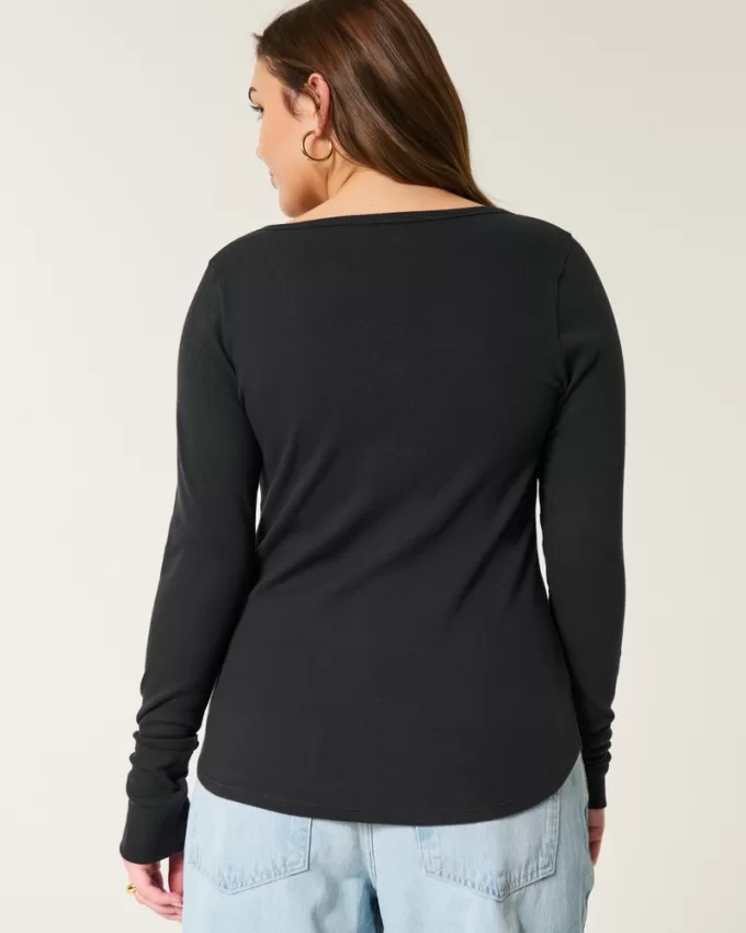 Ribbed Henley,Ribbed Henley