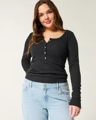 Ribbed Henley,Ribbed Henley