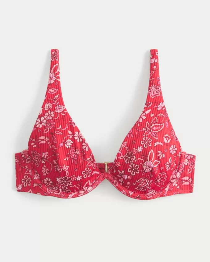 Ribbed High Apex Underwire Bikini Top,Ribbed High Apex Underwire Bikini Top