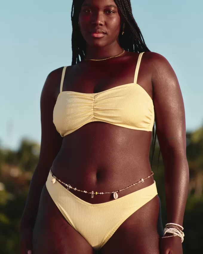 Ribbed High-Leg V-Waist Cheeky Bikini Bottom,Ribbed High-Leg V-Waist Cheeky Bikini Bottom