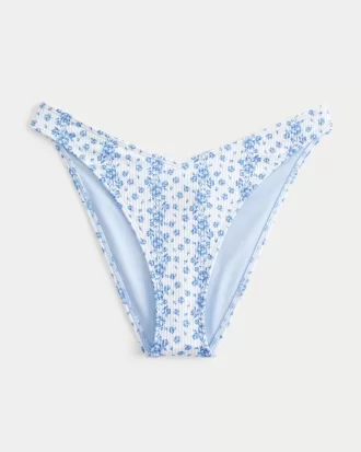 Ribbed High-Leg V-Waist Cheeky Bikini Bottom,Ribbed High-Leg V-Waist Cheeky Bikini Bottom