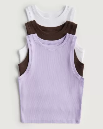 Ribbed High-Neck Tank 3-Pack,Ribbed High-Neck Tank 3-Pack