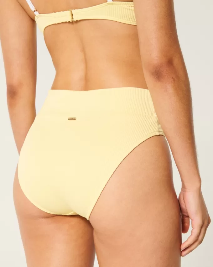 Ribbed High-Waist Bikini Bottom,Ribbed High-Waist Bikini Bottom