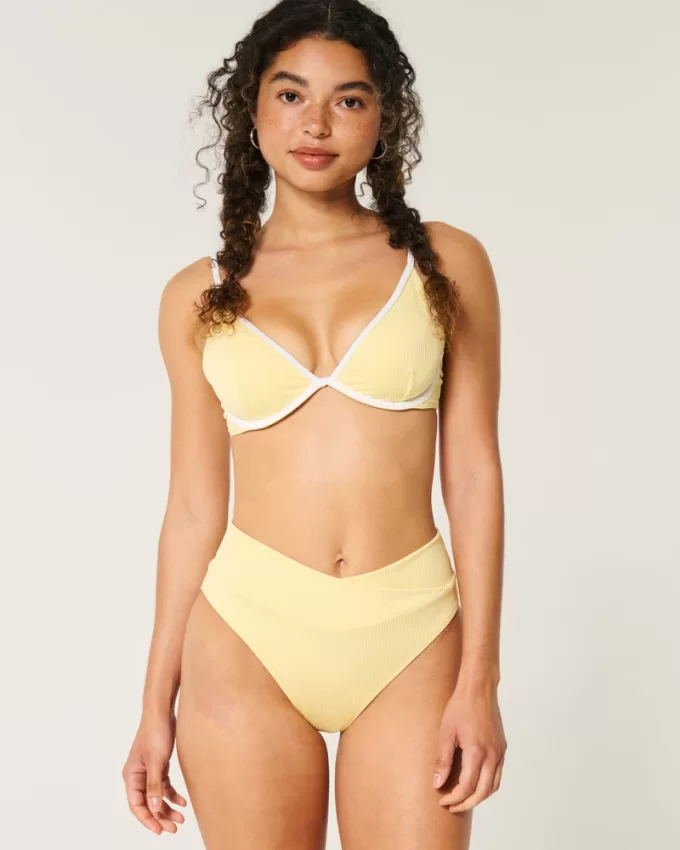 Ribbed High-Waist Bikini Bottom,Ribbed High-Waist Bikini Bottom