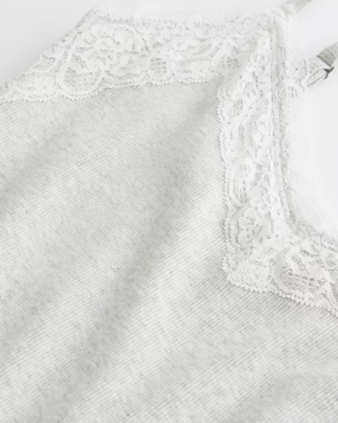 Ribbed Lace Trim Cami,Ribbed Lace Trim Cami