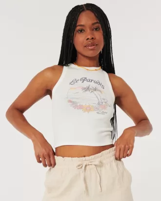 Ribbed Le Paradis Graphic High-Neck Tank,Ribbed Le Paradis Graphic High-Neck Tank