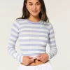 Ribbed Long-Sleeve Crew Top,Ribbed Long-Sleeve Crew Top