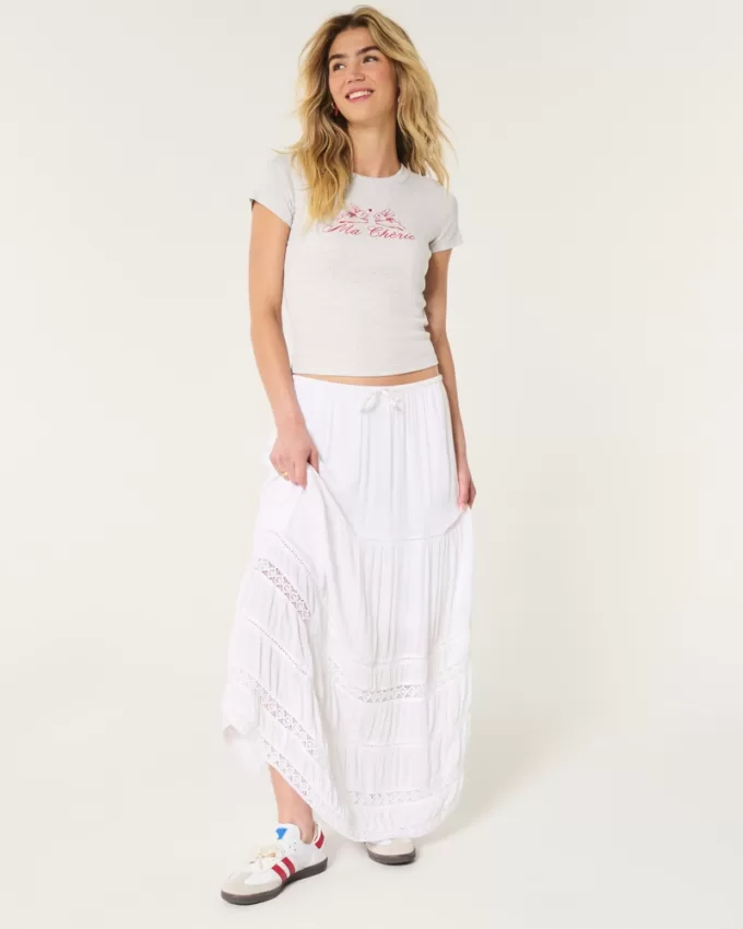 Ribbed Longer-Length Ma Chérie Graphic Baby Tee,Ribbed Longer-Length Ma Chérie Graphic Baby Tee