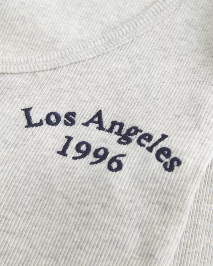 Ribbed Los Angeles Graphic Henley,Ribbed Los Angeles Graphic Henley