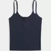 Ribbed Notch Henley Cami,Ribbed Notch Henley Cami