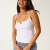 Ribbed Notch Henley Cami,Ribbed Notch Henley Cami