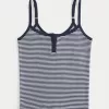 Ribbed Notch Henley Cami,Ribbed Notch Henley Cami