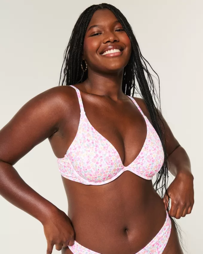 Ribbed Plunge Underwire Bikini Top,Ribbed Plunge Underwire Bikini Top