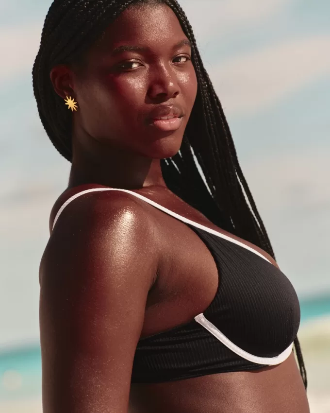 Ribbed Plunge Underwire Bikini Top,Ribbed Plunge Underwire Bikini Top