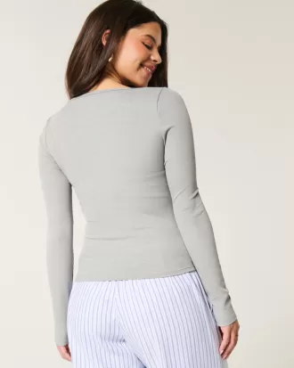 Ribbed Seamless Fabric Long-Sleeve Top,Ribbed Seamless Fabric Long-Sleeve Top