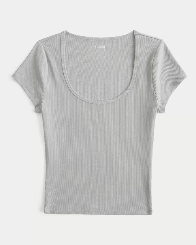 Ribbed Seamless Fabric Scoop Baby Tee,Ribbed Seamless Fabric Scoop Baby Tee