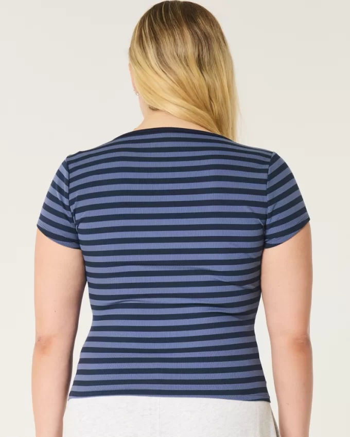 Ribbed Seamless Fabric Scoop Baby Tee,Ribbed Seamless Fabric Scoop Baby Tee