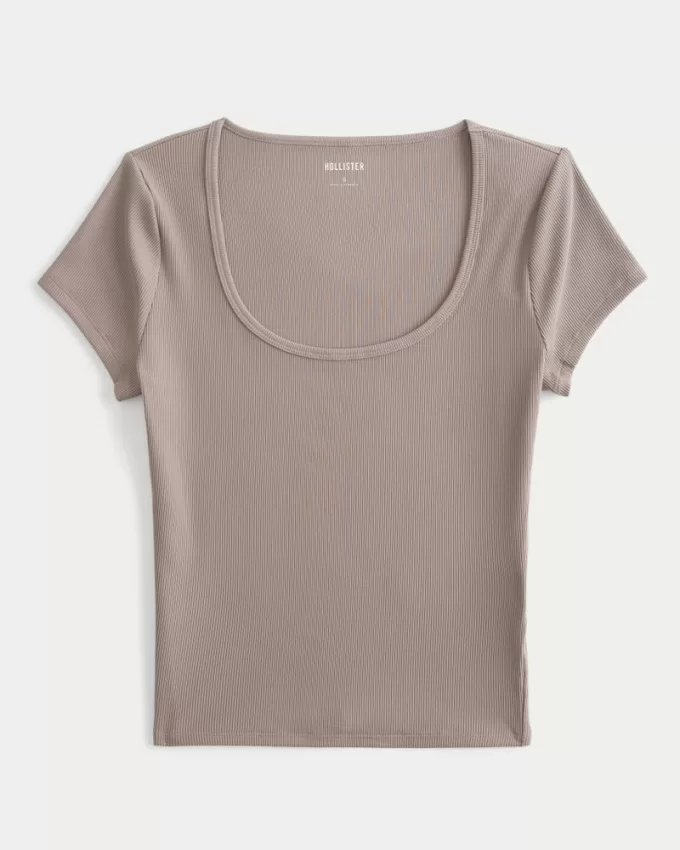 Ribbed Seamless Fabric Scoop Baby Tee,Ribbed Seamless Fabric Scoop Baby Tee