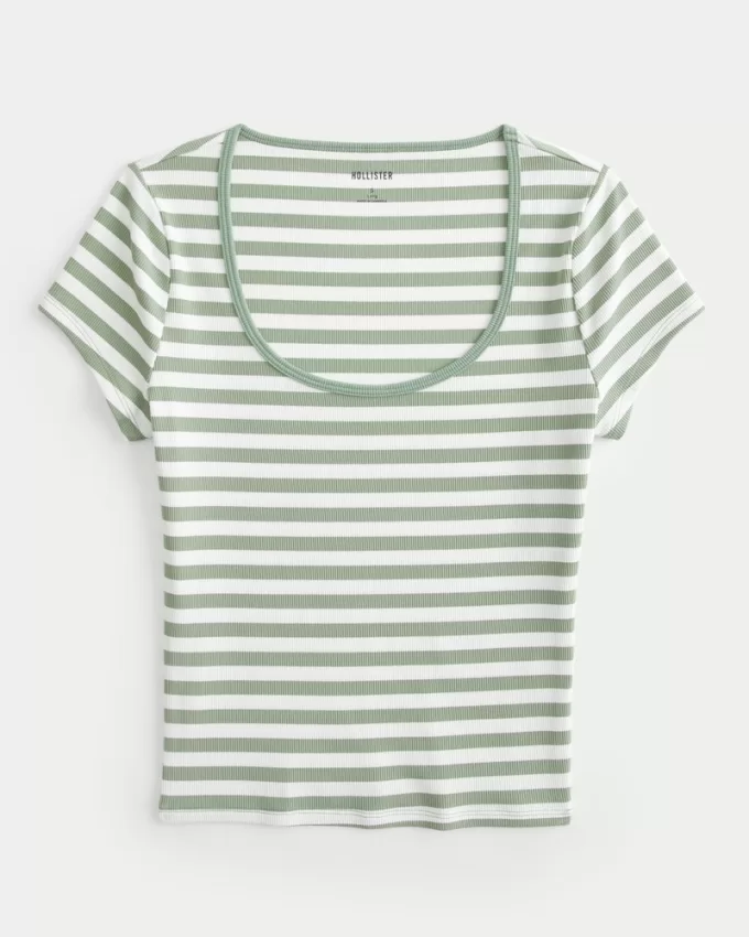 Ribbed Seamless Fabric Scoop Baby Tee,Ribbed Seamless Fabric Scoop Baby Tee