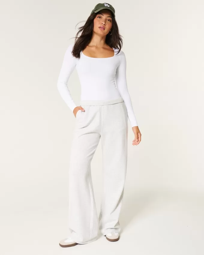 Ribbed Seamless Fabric Square-Neck Bodysuit,Ribbed Seamless Fabric Square-Neck Bodysuit