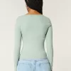 Ribbed Seamless Fabric Square-Neck Top,Ribbed Seamless Fabric Square-Neck Top