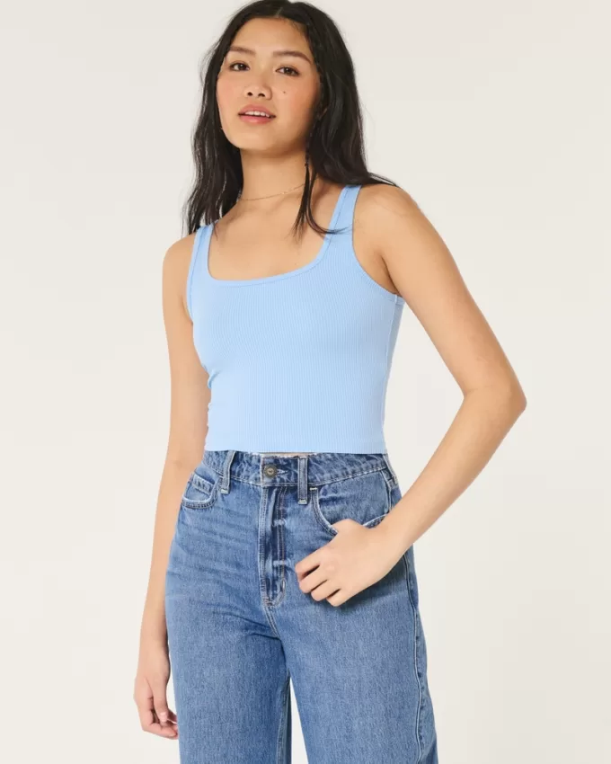 Ribbed Seamless Fabric Tank,Ribbed Seamless Fabric Tank