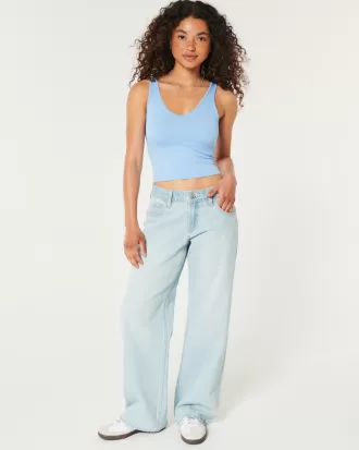 Ribbed Seamless Fabric V-Neck Tank,Ribbed Seamless Fabric V-Neck Tank