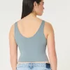 Ribbed Seamless Fabric V-Neck Tank,Ribbed Seamless Fabric V-Neck Tank