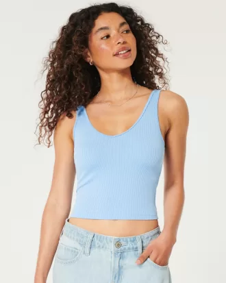 Ribbed Seamless Fabric V-Neck Tank,Ribbed Seamless Fabric V-Neck Tank